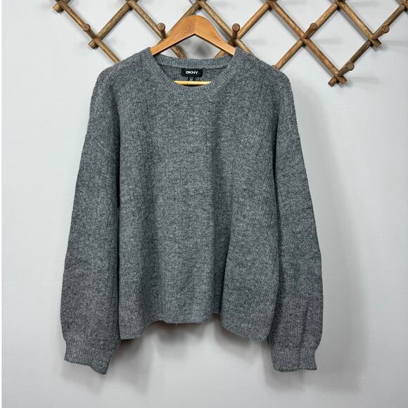 DKNY Rib Knit Sweater in Heather Grey Plus Size XXL - Picture 2 of 8